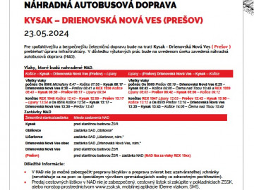 Výluka Kysak – Drienovská Nová Ves (Prešov) – 23.5.2024