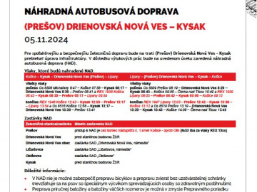 Výluka (Prešov) Drienovská Nová Ves – Kysak – 5.11.2024